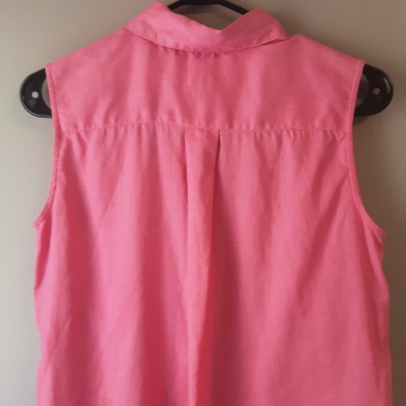 Eddie Bauer 100% Linen Pink Sleeveless Collared Button Up Shirt Size XS - Picture 6 of 11